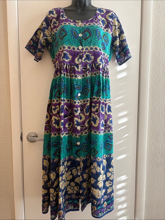 la cera Dresses & Skirts - La Cera Cotton Patio Cottagecore Women’s Bohemian Floral Button Front Dress SZ M